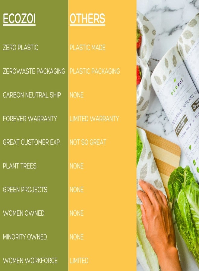 ecozoi Reusable Bamboo Paper Towels - 4 Pack | Rayon derived from Bamboo |Equivalent to 80 Regular Rolls | Sustainable Eco Friendly Kitchen Paper Rolls | 50 Times More Usage Than Regular Paper Rolls - Image 5